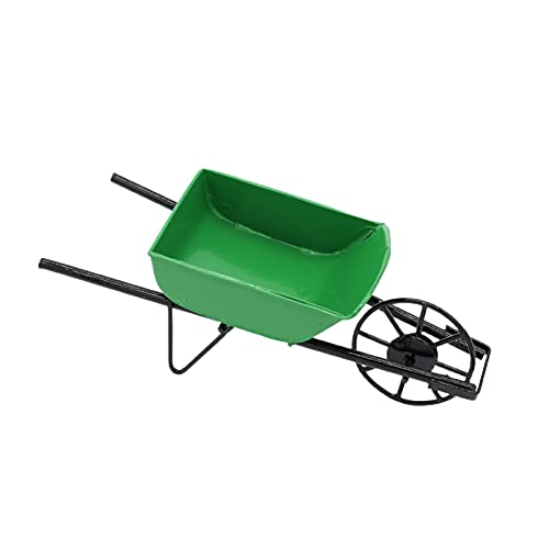Auleset 1 12 Puppenhaus Miniaturen, Weihnachtsdekorationen Puppenhaus Push Cart High Details Dekoration Metall Mini Schubkarre Feengarten für Szene Requisiten - Grün von Auleset