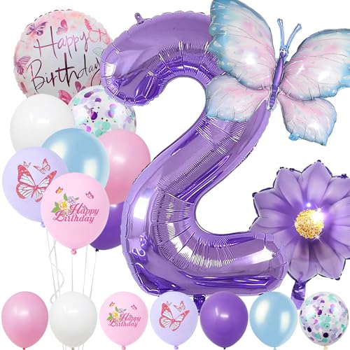 Geburtstagsdeko Mädchen 2 Jahre,Blau Lila Geburtstagsdeko Luftballon 2. Geburtstag,Kindergeburtstag Schmetterling Geburtstag Deko für Mädchen Jungen Geburtstags Festival Party Dekoration Geburtstagsdeko Mädchen 2 Jahre,Blau Lila Geburtstagsdeko Luftballon 2. Geburtstag,Kindergeburtstag Schmetterling Geburtstag Deko für Mädchen Jungen Geburtstags Festival Party Dekoration von Auliuse