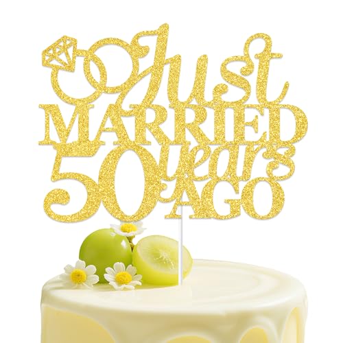 Tortenaufsatz "Just Married", 50 Jahre vor 50 Jahren, goldfarben, Partydekoration zum 50. Hochzeitstag, Partyzubehör Tortenaufsatz "Just Married", 50 Jahre vor 50 Jahren, goldfarben, Partydekoration zum 50. Hochzeitstag, Partyzubehör von Aumccxz