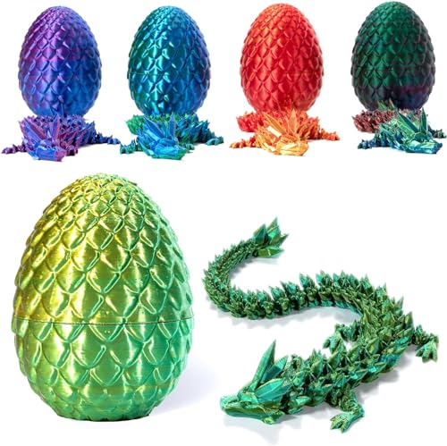 3D-gedruckter Drache im Ei, voll beweglicher Drachenkristalldrache mit Drachenei, lustiges 3D-Druck-Spielzeug, Heimbüro-Dekor, Schreibtisch-Spielzeug, Erwachsene Fidget-Spielzeug für Autismus/ADHS von Aumude
