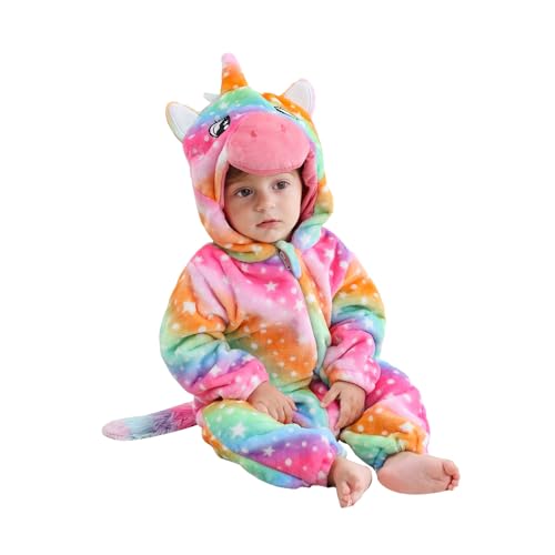 Aunaeyw Baby Animal Costume Winter Warm Dragon/Dinosaur/Bear Hooded Romper Halloween Cosplay Jumpsuit Onesie Set (Multi-color, 80) von Aunaeyw