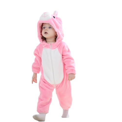Aunaeyw Baby Animal Costume Winter Warm Dragon/Dinosaur/Bear Hooded Romper Halloween Cosplay Jumpsuit Onesie Set (Pink 2, 12 Years) von Aunaeyw