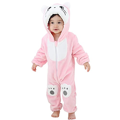 Aunaeyw Baby Animal Costume Winter Warm Dragon/Dinosaur/Bear Hooded Romper Halloween Cosplay Jumpsuit Onesie Set (Pink 3, 110) von Aunaeyw