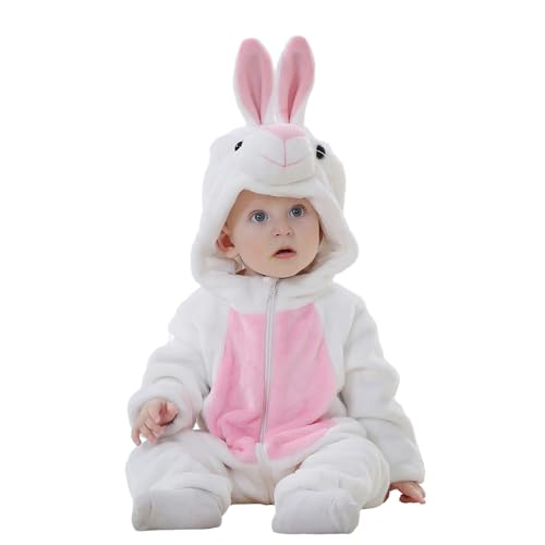 Aunaeyw Baby Animal Costume Winter Warm Dragon/Dinosaur/Bear Hooded Romper Halloween Cosplay Jumpsuit Onesie Set (White, 7 Years) von Aunaeyw