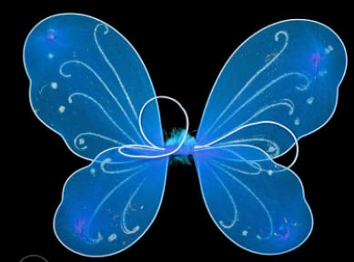 Aunaeyw Butterfly Wings Fairy Angel for Adult Kid，Halloween Costume Multicolor Fairy Wing Birthday Party Dress Up (Blue, One Size) von Aunaeyw