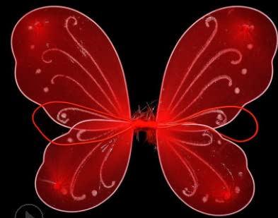 Aunaeyw Butterfly Wings Fairy Angel for Adult Kid，Halloween Costume Multicolor Fairy Wing Birthday Party Dress Up (Red, One Size) von Aunaeyw