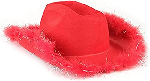 Aunaeyw Cowgirl-Hut, Kostümzubehör, Junggesellinnenabschied, Cosplay, Kostüm, Partys, Cowboyhüte für Damen, Rot von Aunaeyw