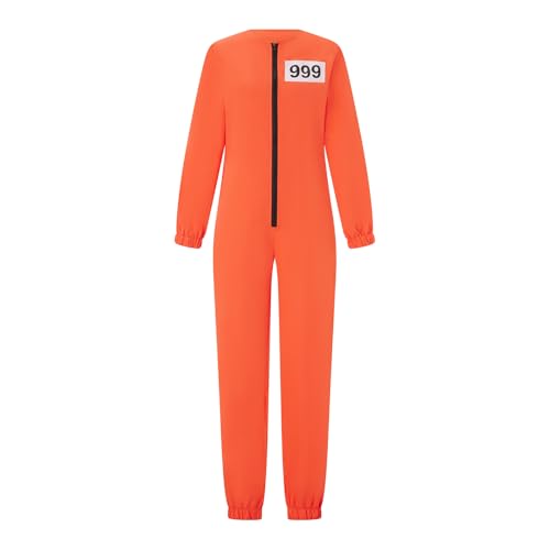 Aunaeyw Damen-Jumpsuit, Gefängnis-Overall, Halloween, Cosplay, Fluchtgefängnis, Overall, Insassenuniform, Rollenspiel (03-1, M) von Aunaeyw