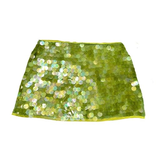 Aunaeyw Damen Sommer Mini Pailletten Röcke Seite Split Tie Up Rock für Alltag Reisen Party (Grün, L) von Aunaeyw