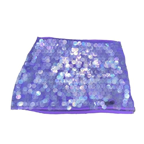 Aunaeyw Damen Sommer Mini Pailletten Röcke Seite Split Tie Up Rock für Alltag Reisen Party (Hellviolett, L) von Aunaeyw