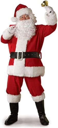 Aunaeyw Erwachsene Weihnachten Weihnachtsmann Kostüm Xmas Outfits Luxus Deluxe Samt Cosplay Verkleidung Thema Party Kleidung Set für Männer Frauen (Weiß, M) von Aunaeyw