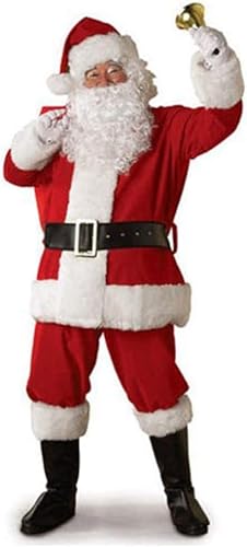 Aunaeyw Erwachsene Weihnachten Weihnachtsmann Kostüm Xmas Outfits Luxus Deluxe Samt Cosplay Verkleidung Thema Party Kleidung Set für Männer Frauen (Weiß, XL) von Aunaeyw