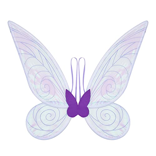 Aunaeyw Fee Flügel für Mädchen Kinder Erwachsene Schmetterling Fee Flügel Elf Engel Flügel Halloween Kostüm für Sparkle Princess Party Favor (Purple fairy wings) von Aunaeyw