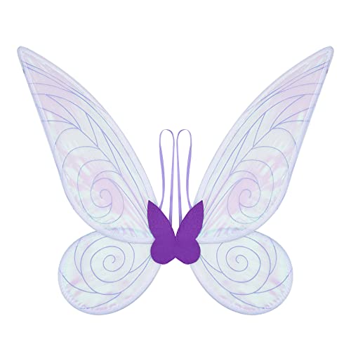 Aunaeyw Fee Flügel für Mädchen Kinder Erwachsene Schmetterling Fee Flügel Elf Engel Flügel Halloween Kostüm für Sparkle Princess Party Favor (Purple fairy wings) von Aunaeyw