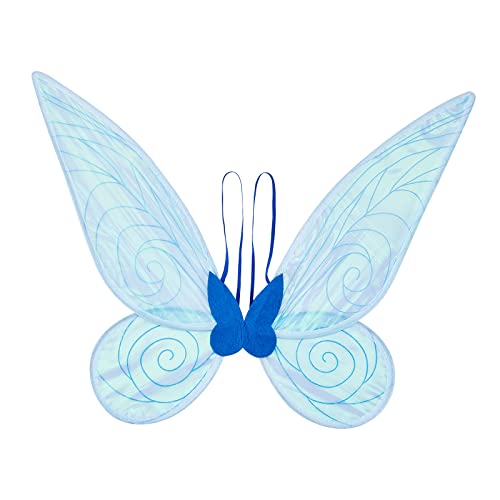 Aunaeyw Feenflügel für Mädchen, weiß, funkelnde, durchsichtige Flügel, Schmetterling, Fee, Halloween-Kostüm, Engelsflügel für Kinder und Erwachsene (blaue Feenflügel) von Aunaeyw