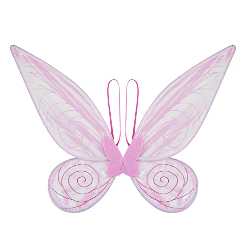 Aunaeyw Feenflügel verkleiden sich für Mädchen, weiß, funkelnd, durchsichtige Flügel, Schmetterling, Fee, Halloween-Kostüm, Engelsflügel für Kinder und Erwachsene (rosa Feenflügel) von Aunaeyw