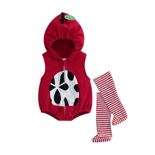 Aunaeyw Infant Baby Animal Fruit Sleeveless Hood Zipper Romper + Long Socks Outfit Halloween Cosplay Costume (18, 0-6 Months) von Aunaeyw