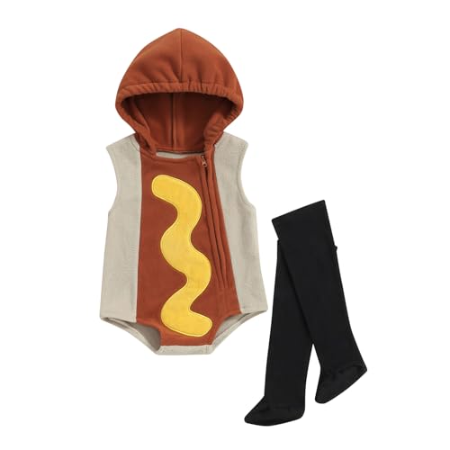 Aunaeyw Infant Baby Animal Fruit Sleeveless Hood Zipper Romper + Long Socks Outfit Halloween Cosplay Costume (21, 6-12 Months) von Aunaeyw