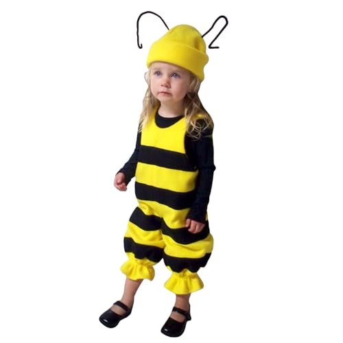 Aunaeyw Kid Baby Bee Cosplay Costume Set Long Sleeve T-shirt with Bee/Ladybug Jumpsuit and Hat Hallween Outfit (Yellow Bee, 12-24 Months) von Aunaeyw