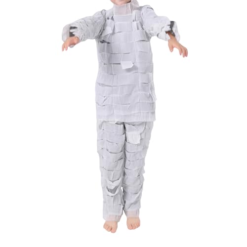Aunaeyw Kids Mummy Costume Spooky Long Sleeve Dead Egyptian Costume Set Halloween Cosplay Outfits (Gray, 5-6 Years) von Aunaeyw