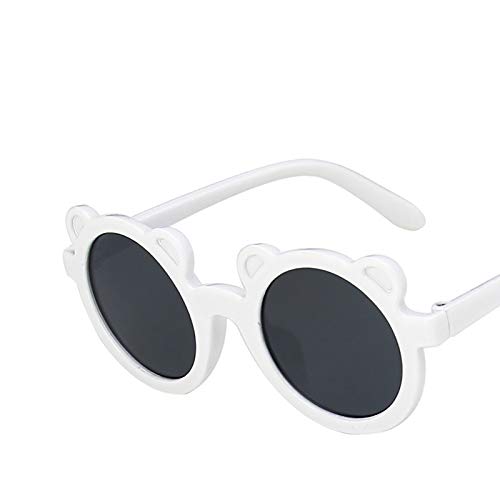 Aunaeyw Kinder-Sonnenbrille, runder Rahmen, Sonnenbrille für Jungen und Mädchen, Weiß/Schwarz/Blau/Braun/Grün/Aprikose/Kaffee (Weiß, Einheitsgröße) von Aunaeyw
