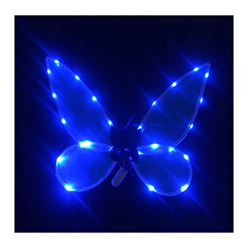 Aunaeyw Light Up Fairy Wings für Mädchen Frauen Sparkly Sheer Elf Angel Wings Dress Up Halloween Cospaly Schmetterling Fariy Wings Kostüm (Blaue Fee Flügel#23.6x18.9 in) von Aunaeyw