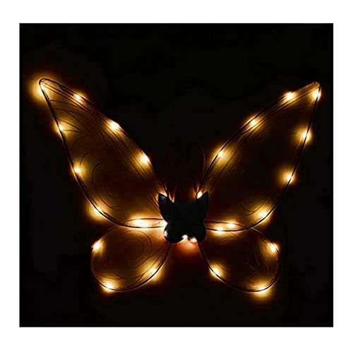 Aunaeyw Light Up Fairy Wings für Mädchen Frauen Sparkly Sheer Elf Angel Wings Dress Up Halloween Cospaly Schmetterling Fariy Wings Kostüm (Schwarz Fee Flügel #23.6x18.9 in) von Aunaeyw