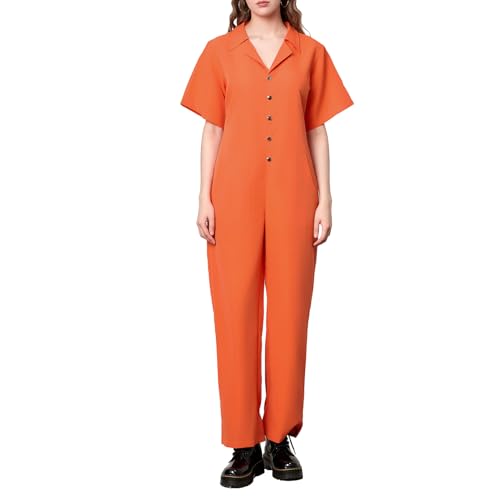 Aunaeyw Orangefarbener Gefangenen-Jumpsuit, Halloween, Cosplay, Kostüm, Gefängnis-Overall, Insassin, Uniform, Rollenspiel, Verkleiden (06, XXL) von Aunaeyw