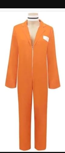 Aunaeyw Orangefarbener Gefangenen-Jumpsuit, Halloween, Cosplay-Kostüm, entkommen aus dem Gefängnis, Overall, Insassenuniform, Rollenspiel (03–3, XL) von Aunaeyw