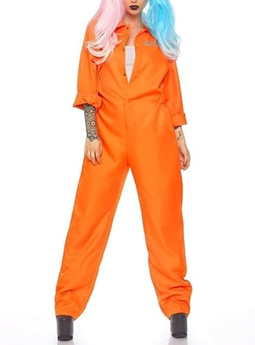 Aunaeyw Orangefarbenes Gefangenenkostüm für Männer und Frauen, entkommen aus dem Gefängnis, Overall, Insassenuniform, Halloween, Rollenspiel, Party-Outfits, Damen Orange, L Aunaeyw Orangefarbenes Gefangenenkostüm für Männer und Frauen, entkommen aus dem Gefängnis, Overall, Insassenuniform, Halloween, Rollenspiel, Party-Outfits, Damen Orange, L von Aunaeyw