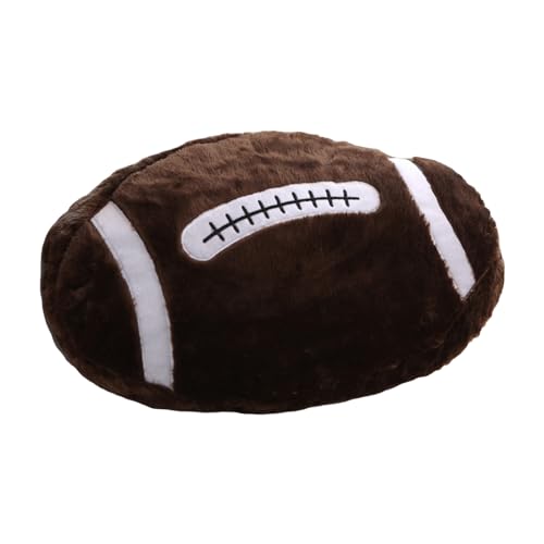 Aunaeyw Sport-Kissen, flauschig, gefüllt, Fußballkissen, Rugby, Basketball, Baseball, weiches Plüschkissen, Spielzeug für Sofa-Dekoration (braunes Rugby-1, 45 cm) von Aunaeyw