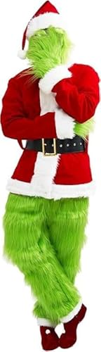 Aunaeyw Weihnachtsmann-Kostüm-Set für Erwachsene und Kinder, grünes pelziges Kostüm-Outfit, Halloween, Weihnachten, lustiges Cosplay-Kostüm, Requisiten Aunaeyw Weihnachtsmann-Kostüm-Set für Erwachsene und Kinder, grünes pelziges Kostüm-Outfit, Halloween, Weihnachten, lustiges Cosplay-Kostüm, Requisiten von Aunaeyw