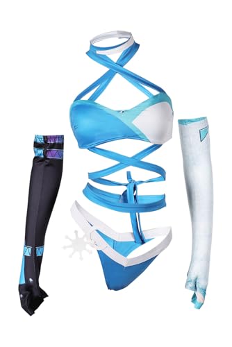 Auoctey Luna Snow Badeanzug Cosplay Kostüm Damen Luna Snow Bademode Badeanzüge Bikini Superhelden-Outfit Halloween Anzug Erwachsene (Blau, Klein) von Auoctey