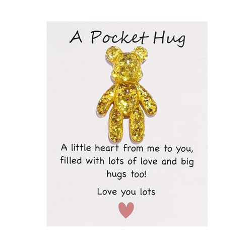 Pocket Bear Hug, Pocket Hug Emotionale Unterstützung Geschenke, Pocket Heart Angst Relief Geschenke für sie, Tröstendes Geschenk für Sohn, Tochter, Schulanfang, für Mama (Gold) von Auony