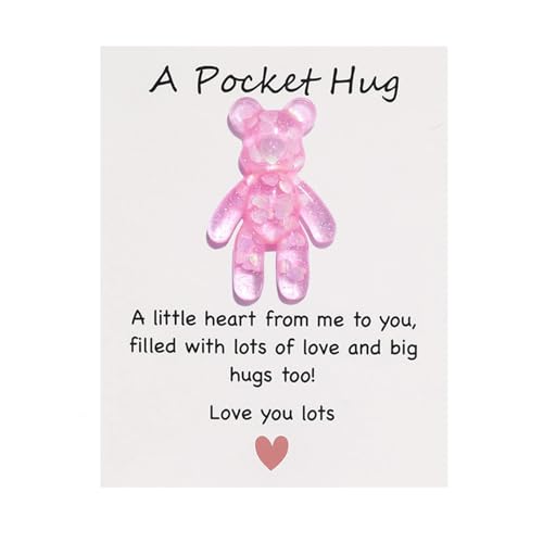 Pocket Bear Hug, Pocket Hug Emotionale Unterstützung Geschenke, Pocket Heart Angst Relief Geschenke für sie, Tröstendes Geschenk für Sohn, Tochter, Schulanfang, für Mama (Rosa) von Auony