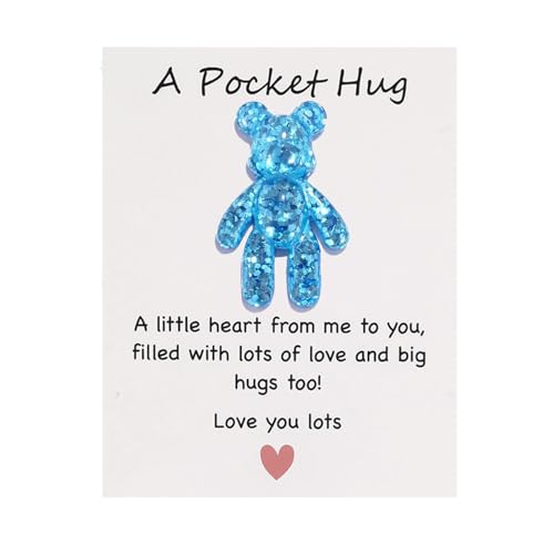 Taschenbär-Umarmung, emotionale Unterstützung, Geschenk, Taschenherz, Angstlinderung Geschenke für sie, tröstendes Geschenk für Sohn, Tochter, Schulanfang, für Mama (blau) von Auony