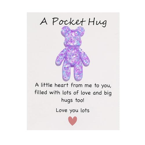 Taschenbär-Umarmung, emotionale Unterstützung, Taschengeschenk für sie, herzerwärmendes Geschenk für Sohn, Tochter, Schulanfang, für Mama (Lila) von Auony