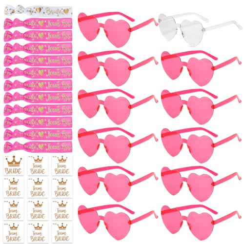 36 Stück JGA Brille Herz Sonnenbrille Set, Brille Team Armbänder Set jga accessoires, 12Herz Sonnenbrille+12Bride Tattoo Aufkleber+12Bride Armband Rosa 36 Stück JGA Brille Herz Sonnenbrille Set, Brille Team Armbänder Set jga accessoires, 12Herz Sonnenbrille+12Bride Tattoo Aufkleber+12Bride Armband Rosa von Aurasky