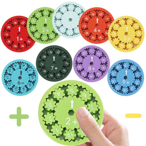 9 Stück Mathe Fidget Spinner, Mathe Fakten Lernspielzeug für Kinder, Rechenwirbel Montessori Number Fidget Spinner, Fidget Toys zum Lernen Addition und Subtraktion von Aurasky