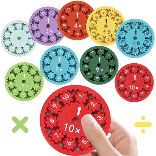 9 Stück Mathe Fidget Spinner, Mathe Fakten Lernspielzeug für Kinder, Rechenwirbel Montessori Number Fidget Spinner, Fidget Toys zum Lernen Multiplikation und Division von Aurasky