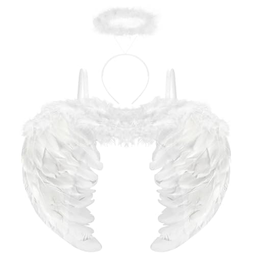 Aurasky Engelsflügel Weiß mit Heiligenschein, Engel Kostüm, Engelsflügel Weiß, Engel Flügel, Angel Wings für Kinder Erwachsene Halloween Karneval Maskerade Fasching Party Cosplay Aurasky Engelsflügel Weiß mit Heiligenschein, Engel Kostüm, Engelsflügel Weiß, Engel Flügel, Angel Wings für Kinder Erwachsene Halloween Karneval Maskerade Fasching Party Cosplay von Aurasky