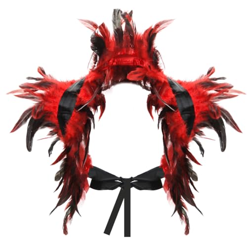 Aurasky Federkragen Rot, Gothic Feder Achselzucken, Federumhang Kostüm, Feder Cape Rot, Feder Schal, Feder Epauletten, Vogelkostüm für Halloween Fasching Karneval Cosplay Maskerade Aurasky Federkragen Rot, Gothic Feder Achselzucken, Federumhang Kostüm, Feder Cape Rot, Feder Schal, Feder Epauletten, Vogelkostüm für Halloween Fasching Karneval Cosplay Maskerade von Aurasky