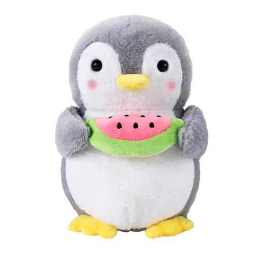 Aurasky Pinguin Kuscheltier Süß, Plüschtier Pinguin 25cm, Stofftier zum Kuscheln & Spielen, Plüschpinguin Kissen Puppe Geschenk für Fans Kinder Mädchen Jungen(Grau Wassermelonen-Stil) von Aurasky