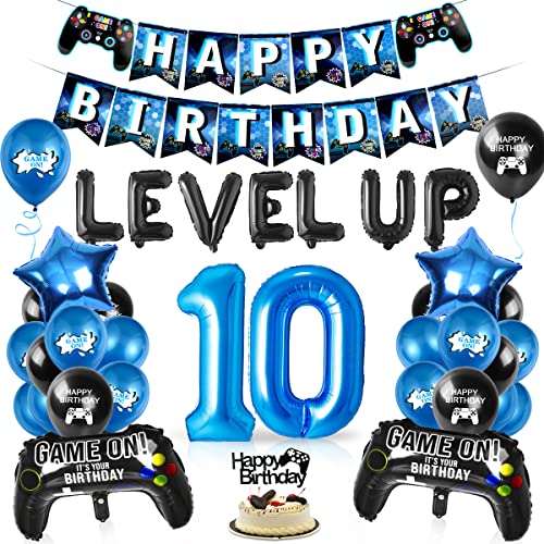 Videospiel Luftballon 10. Geburtstag Blau, 10 Jahre Junge Spiel, Ballons Blau Schwarz, Zahl 10 Folienballon, für Kinder Junge Party Dekoration Videospiel Luftballon 10. Geburtstag Blau, 10 Jahre Junge Spiel, Ballons Blau Schwarz, Zahl 10 Folienballon, für Kinder Junge Party Dekoration von Aurasky