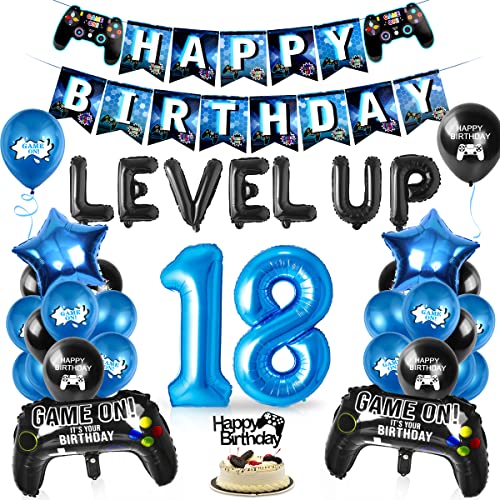 Videospiel Luftballon 18. Geburtstag Blau, 18 Jahre Junge Spiel, Ballons Blau Schwarz, Zahl 18 Folienballon, für Kinder Junge Party Dekoration Videospiel Luftballon 18. Geburtstag Blau, 18 Jahre Junge Spiel, Ballons Blau Schwarz, Zahl 18 Folienballon, für Kinder Junge Party Dekoration von Aurasky