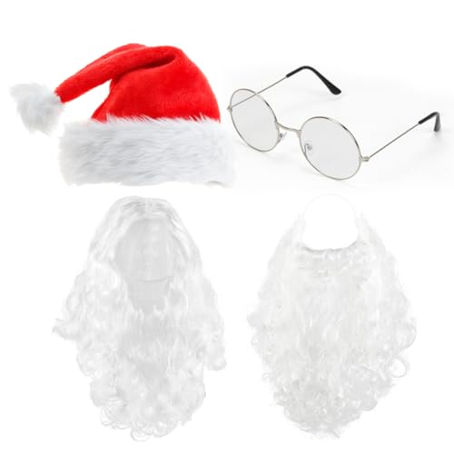 Aurasky Weihnachtsmann Bart + Perücke + Mütze + Brille, Weihnachtsmann Kostüm, Nikolaus Santa Claus Kostüm, Weihnachtskostüm Nikolauskostüm Aurasky Weihnachtsmann Bart + Perücke + Mütze + Brille, Weihnachtsmann Kostüm, Nikolaus Santa Claus Kostüm, Weihnachtskostüm Nikolauskostüm von Aurasky