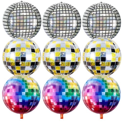 Disco Folienballons, Deko Disco Party Ballons, 22 Zoll 4D Groß Metall Spiegel Luftballon, 70er 80er Jahre Retro Party Deko für Disco Hip Hop Mottoparty Geburtstags Karneval von Aurasky