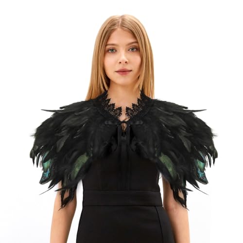 Federkragen Schwarz, Gothic Kostüm, Feder Cape, Federschal Umhang, Federumhang Damen, Feder Achselzucken, Raben Kostüm für Halloween Fasching Karneval Cosplay Maskerade Federkragen Schwarz, Gothic Kostüm, Feder Cape, Federschal Umhang, Federumhang Damen, Feder Achselzucken, Raben Kostüm für Halloween Fasching Karneval Cosplay Maskerade von Aurasky