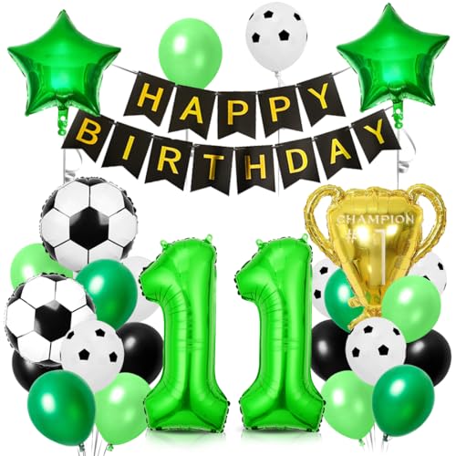 Fußball Luftballon 11 Jahre, Folienballons Fussball, Geburtstagsdeko Fußball 11, Trophäe Luftballon, Ballons Grün Schwarz, für Kinder Junge Geburtstag Party Dekoration Fußball Luftballon 11 Jahre, Folienballons Fussball, Geburtstagsdeko Fußball 11, Trophäe Luftballon, Ballons Grün Schwarz, für Kinder Junge Geburtstag Party Dekoration von Aurasky