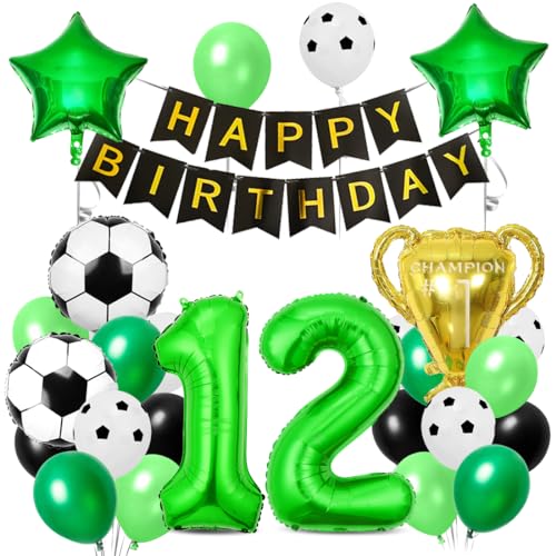 Fußball Luftballon 12 Jahre, Folienballons Fussball, Geburtstagsdeko Fußball 12, Trophäe Luftballon, Ballons Grün Schwarz, für Kinder Junge Geburtstag Party Dekoration Fußball Luftballon 12 Jahre, Folienballons Fussball, Geburtstagsdeko Fußball 12, Trophäe Luftballon, Ballons Grün Schwarz, für Kinder Junge Geburtstag Party Dekoration von Aurasky